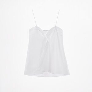 ZARA White Poplin Sweetheart Neck Top, Size: XS